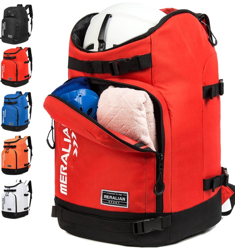 MERALIAN Ski Boot Bag - 50L Ski Boot Travel Backpack Waterproof Snowboard Boot Backpack for Travel Stores Gear Including Helmet, Goggles and Outerwear.(Red-03) - Image 1